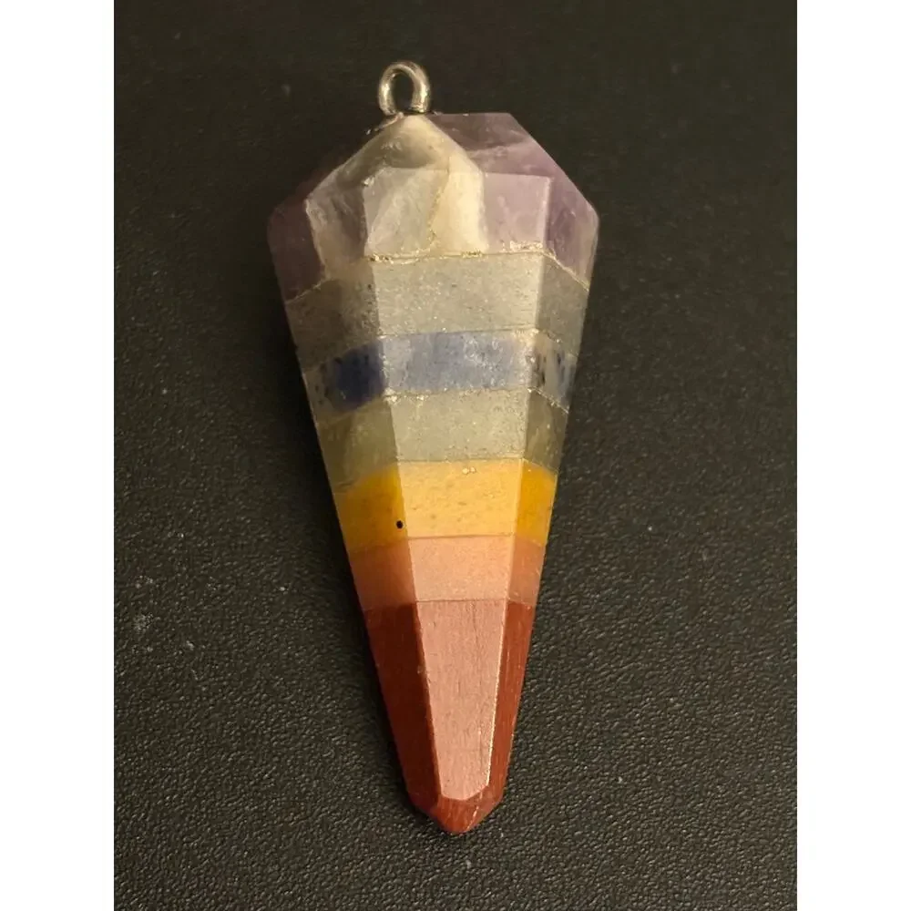 Vintage Genuine 7 Chakra Faceted Crystal Pendulum Pendant